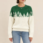 Leonie – Weihnachtspullover Damen mit Tannen-Jacquard – Bellemina Zürich