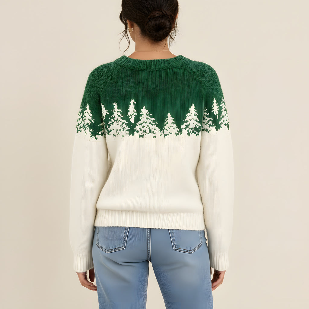 Leonie – Weihnachtspullover Damen mit Tannen-Jacquard (4) – Bellemina Zürich