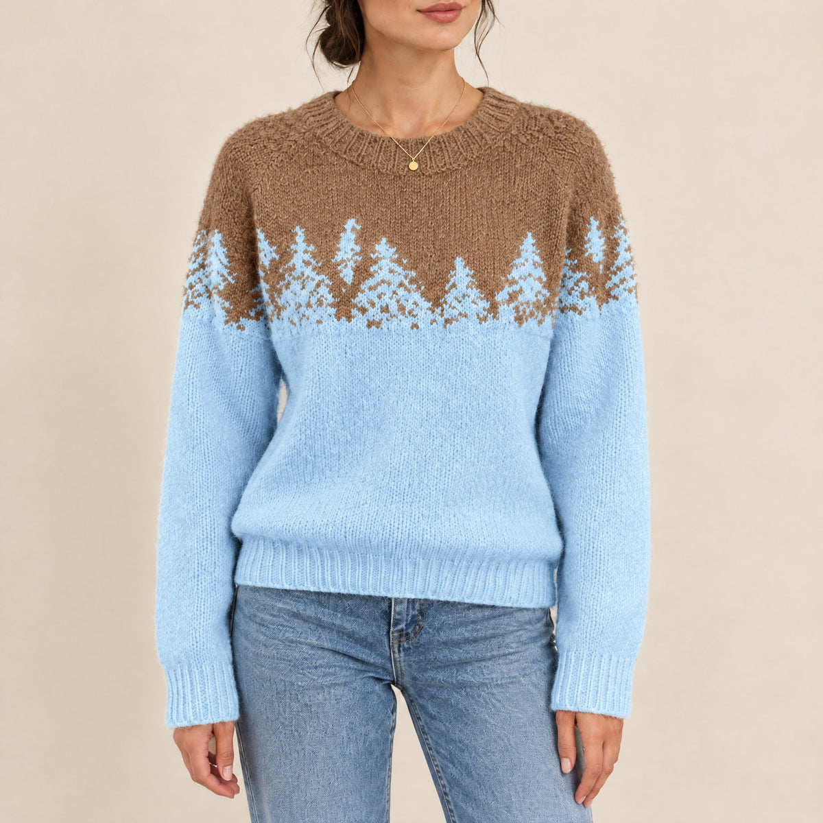 Leonie – Weihnachtspullover Damen mit Tannen-Jacquard (7) – Bellemina Zürich